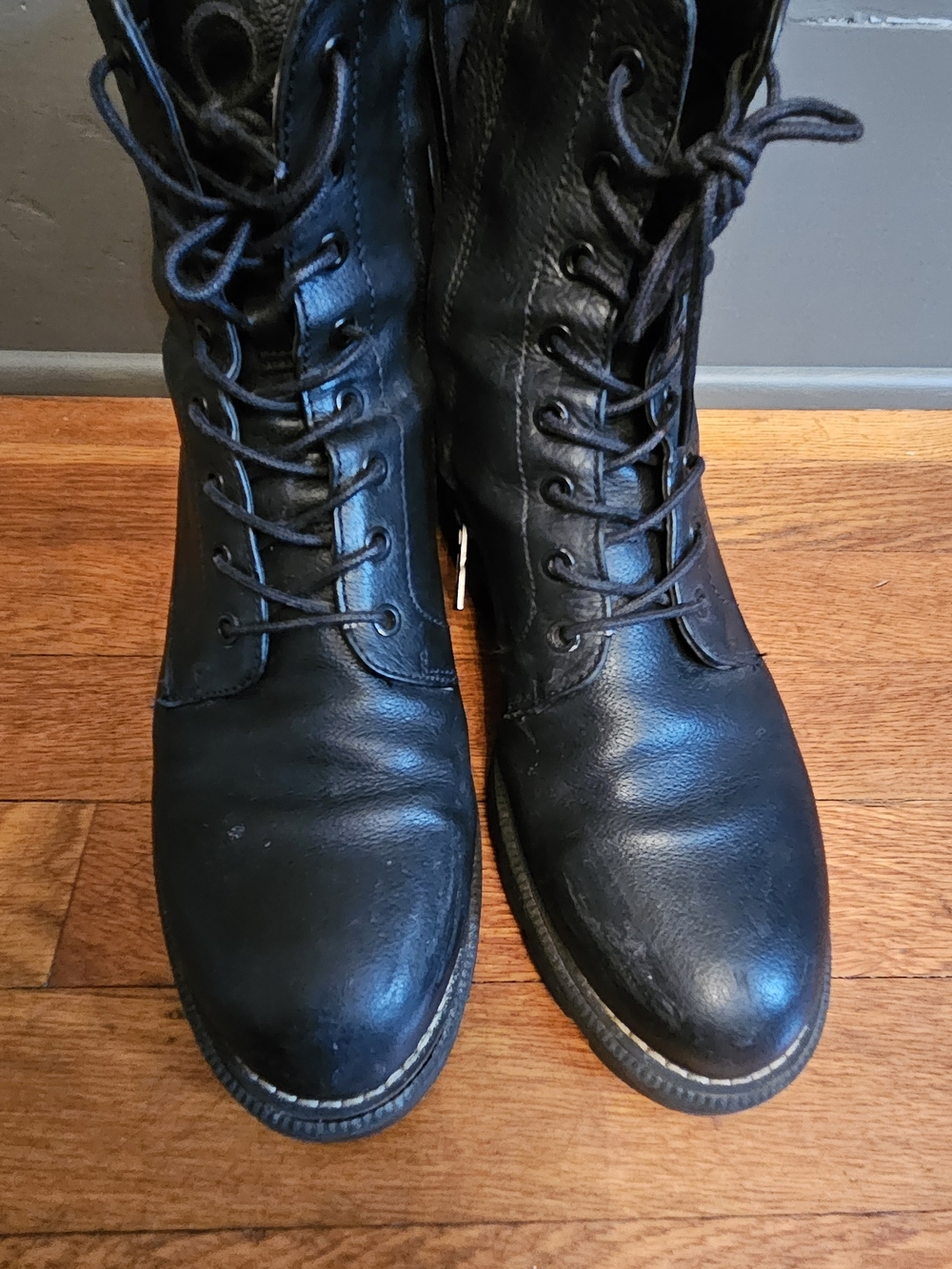 Sam Edelman Black Lace-Up Combat Boots